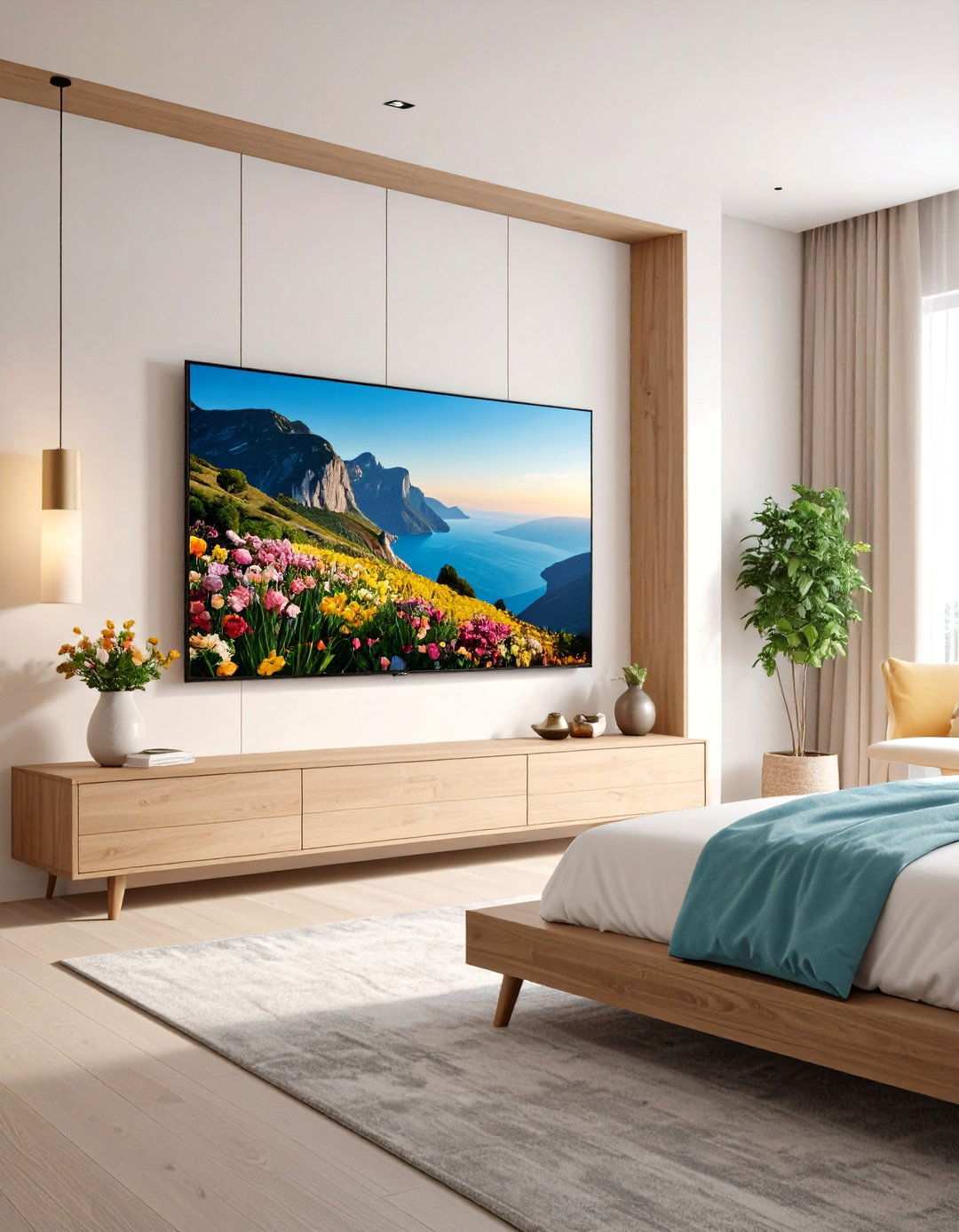 Art Mode Frame Bedroom TV for Seamless Decor - 20 Bedroom Tv Ideas