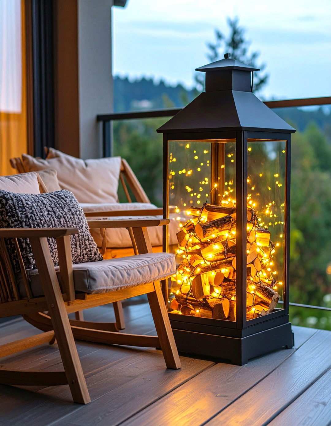 Artificial Fire Feature for Cozy Balcony Evenings - 20 Balcony Ideas