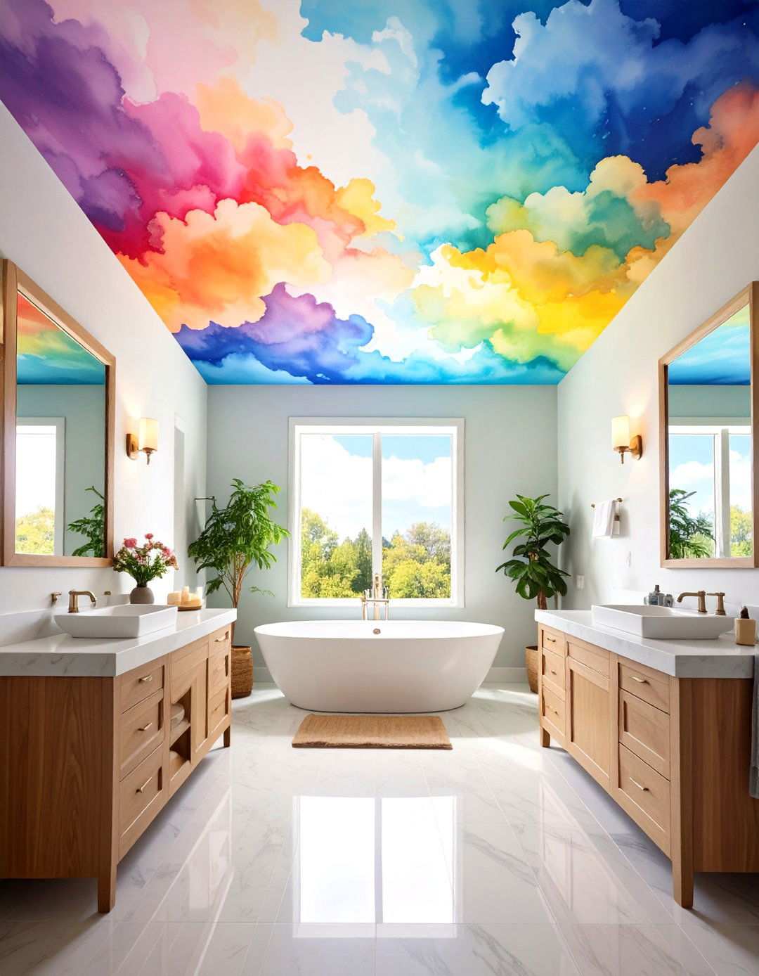 Artistic Mural Bathroom Ceiling - 20 Bathroom Ceiling Ideas