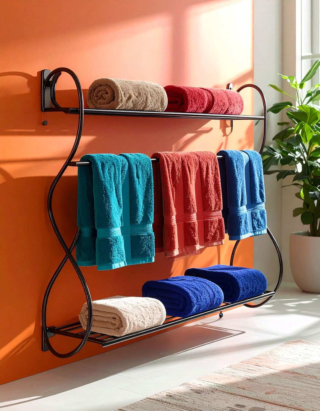 Artistic Sculptural Towel Rack - 20 Bathroom Towel Rack Ideas