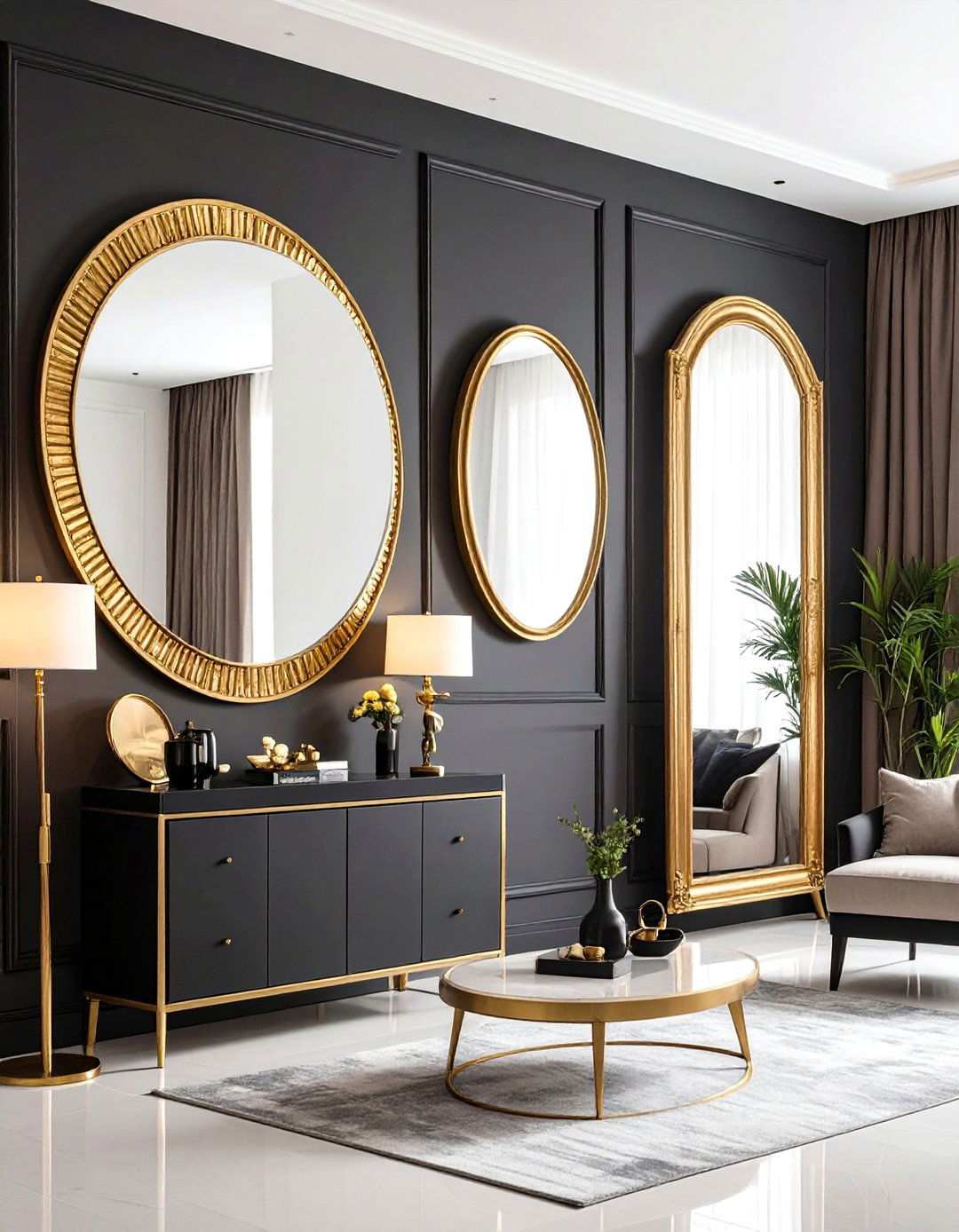 Asymmetrical Balance Mirror Arrangements - 20 Asymmetrical Balance Interior Design Ideas