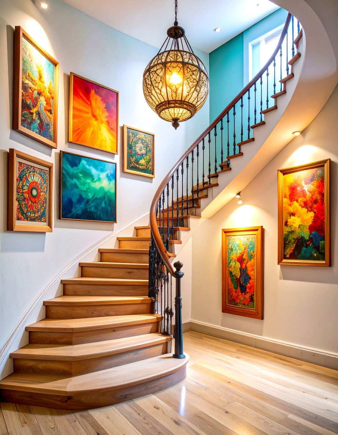 Asymmetrical Balance Stairway Displays - 20 Asymmetrical Balance Interior Design Ideas