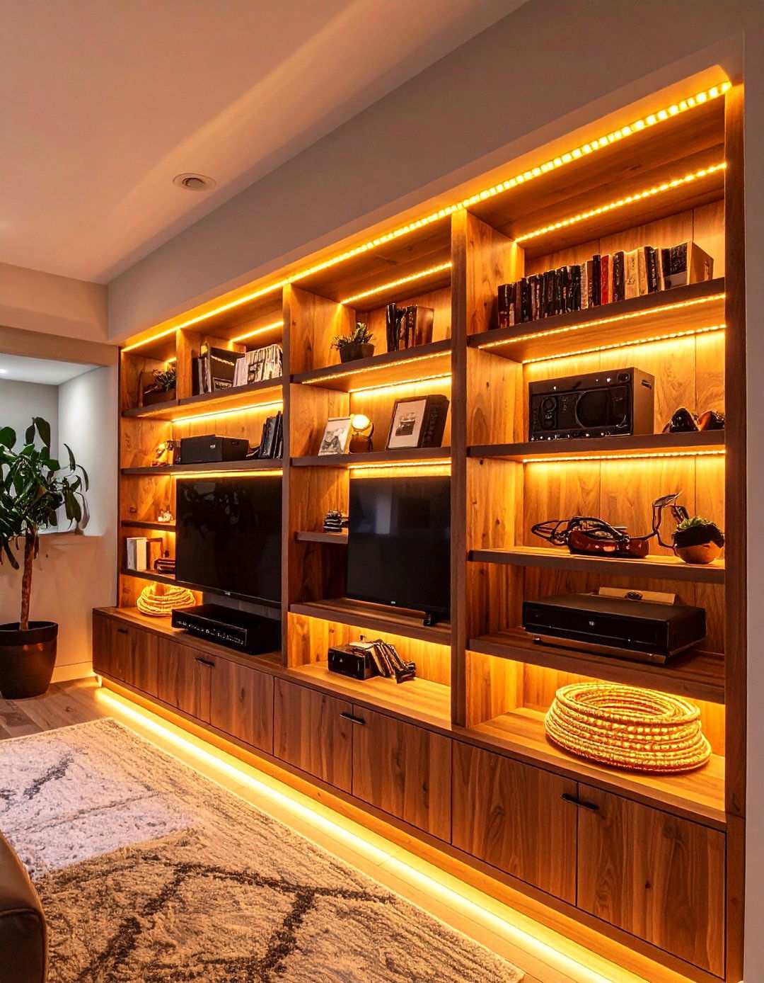 Atmospheric Rope and String Basement Lighting - 20 Basement Lighting Ideas