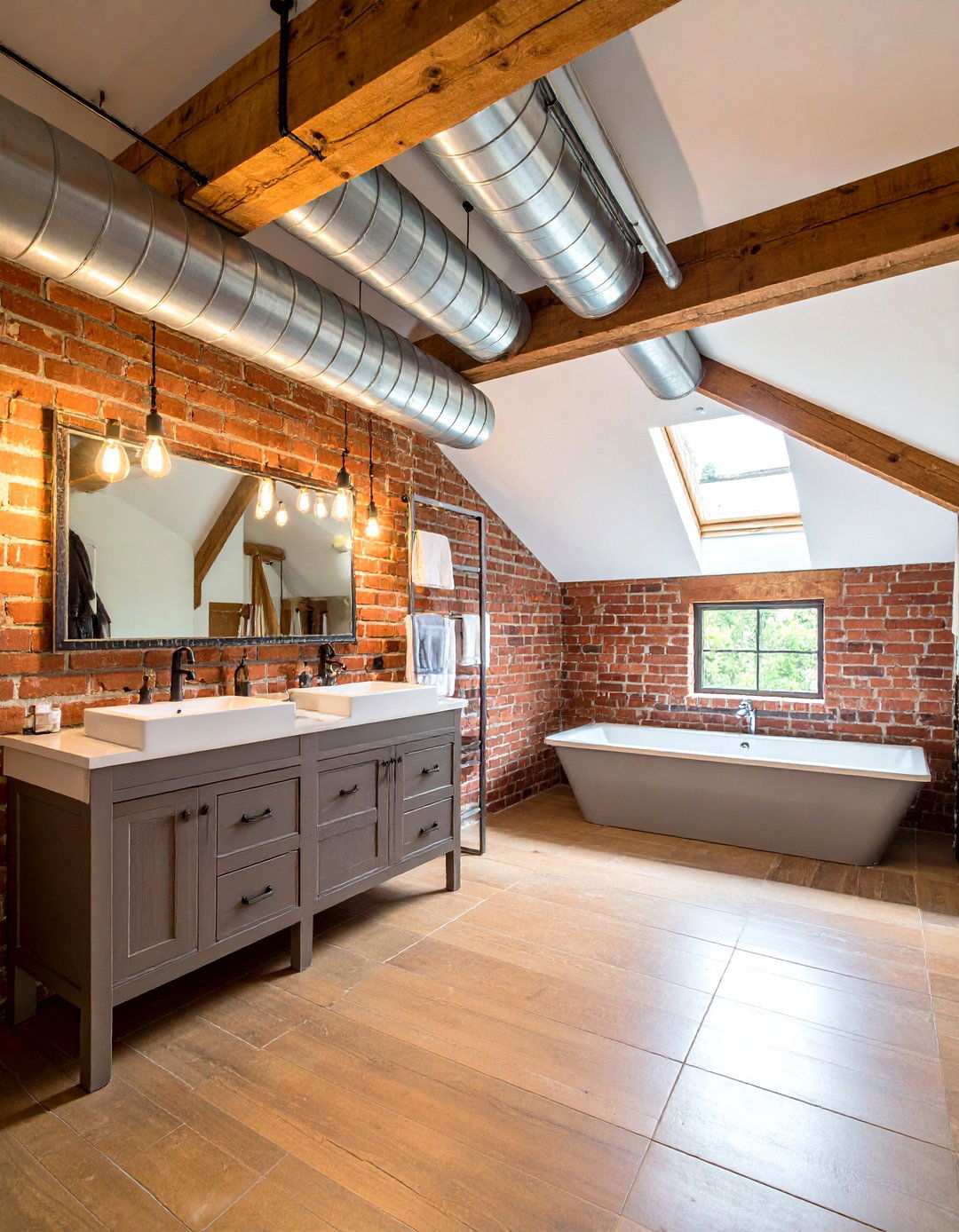 Attic Bathroom Industrial Exposed Elements Design - 20 Attic Bathroom Ideas