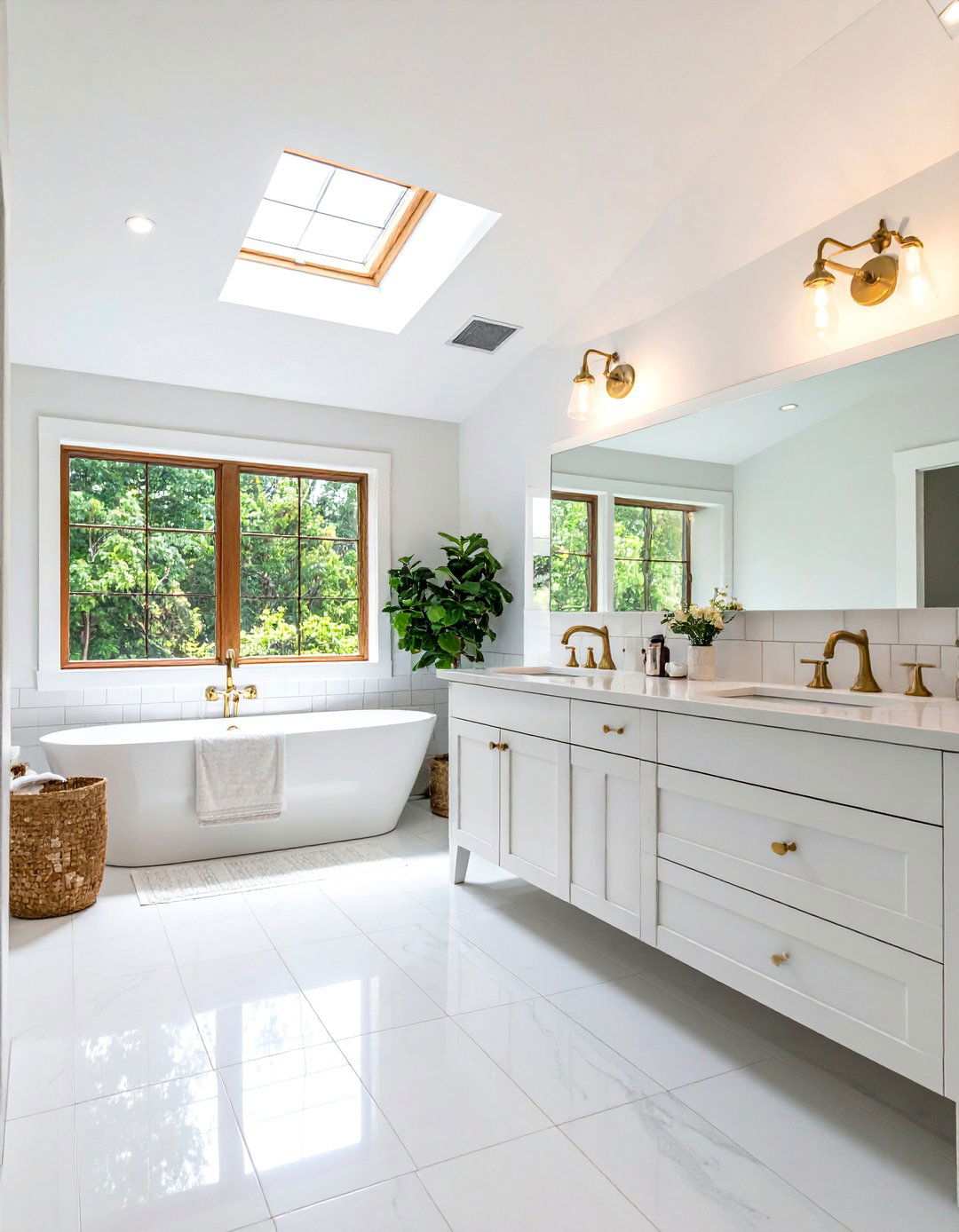 Attic Bathroom Monochromatic White Scheme - 20 Attic Bathroom Ideas