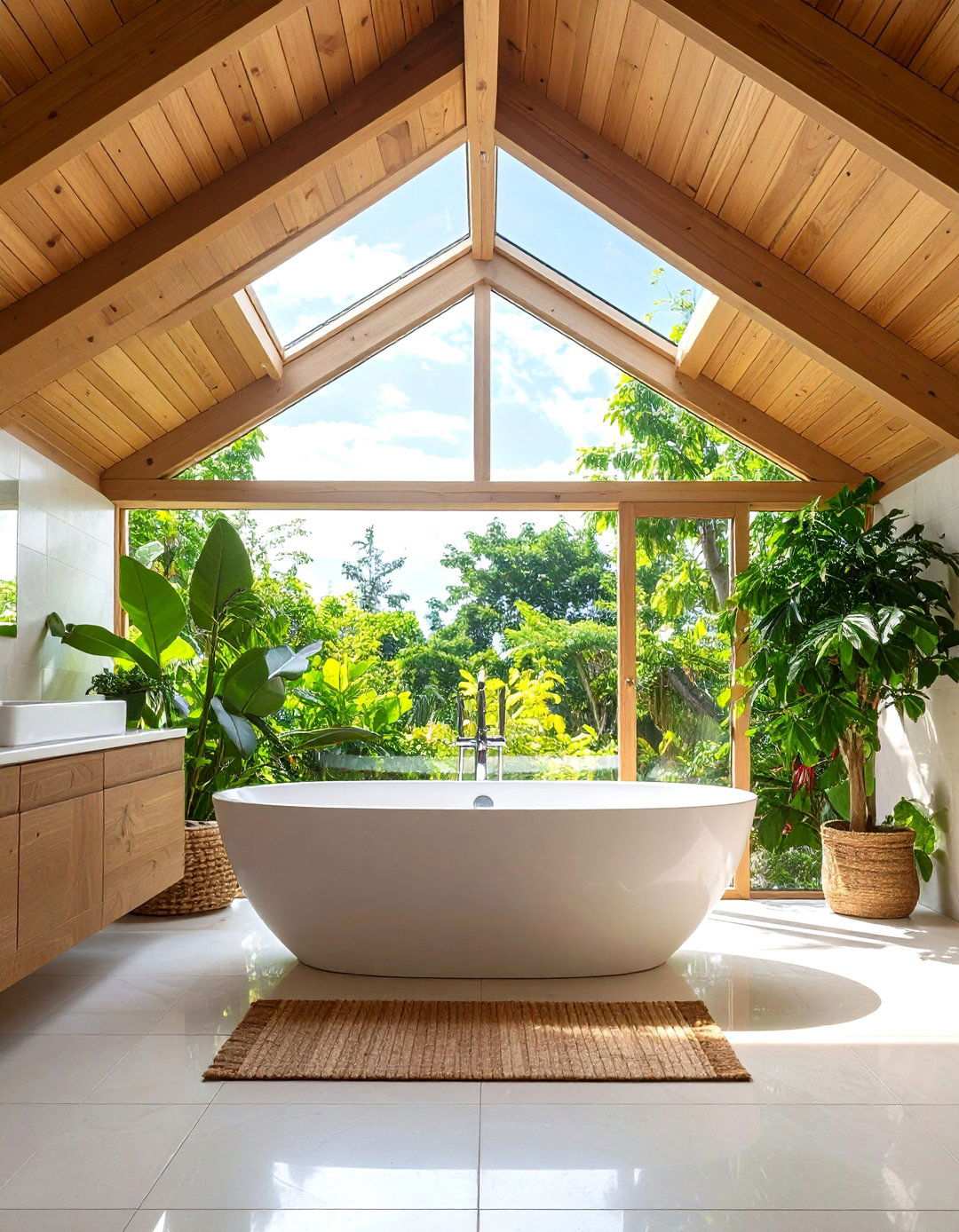 Attic Bathroom Skylight Centered Bath Design - 20 Attic Bathroom Ideas