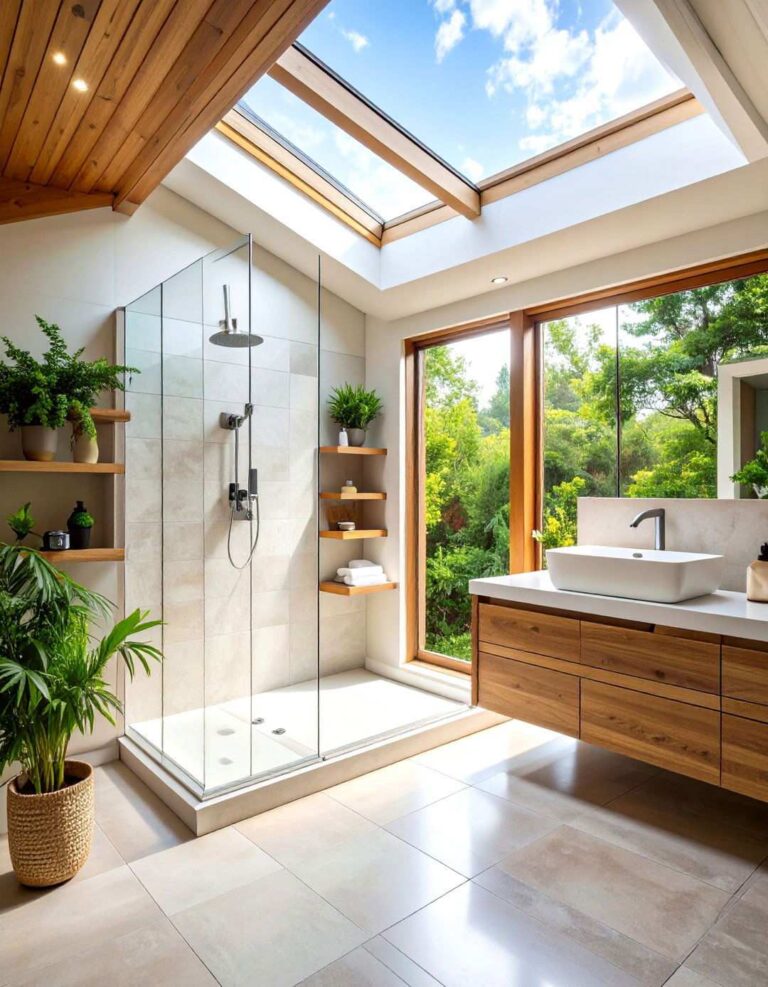 Attic Bathroom Sloped Ceiling Shower Corner - 20 Attic Bathroom Ideas