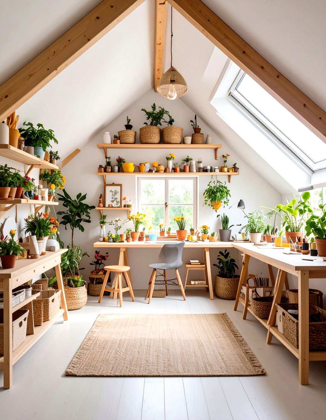 Attic Room Craft Room with Built in Storage Organization - 20 attic room ideas