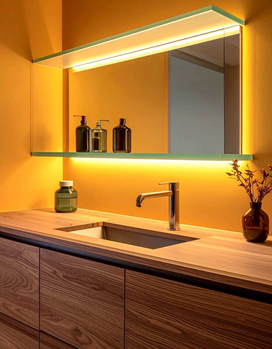 Back Lit Glass Bathroom Shelf - 20 Bathroom Shelf Ideas