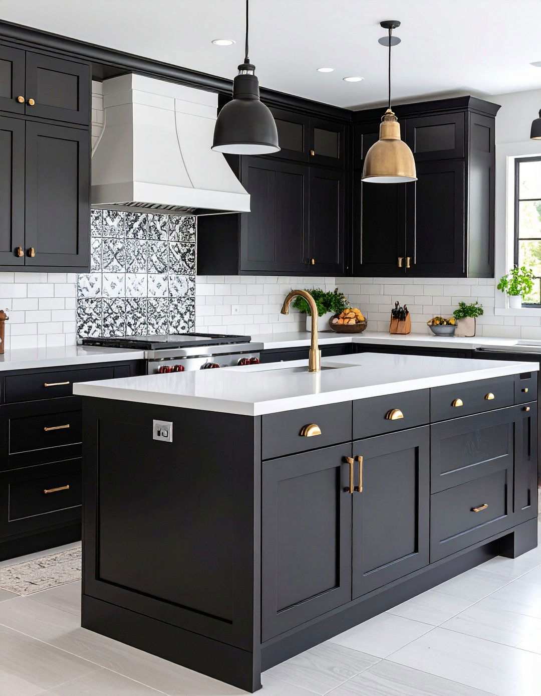 Backsplash Ideas Behind Black Kitchen Cabinets With White Countertops - 20 Black Kitchen Cabinets With White Countertops