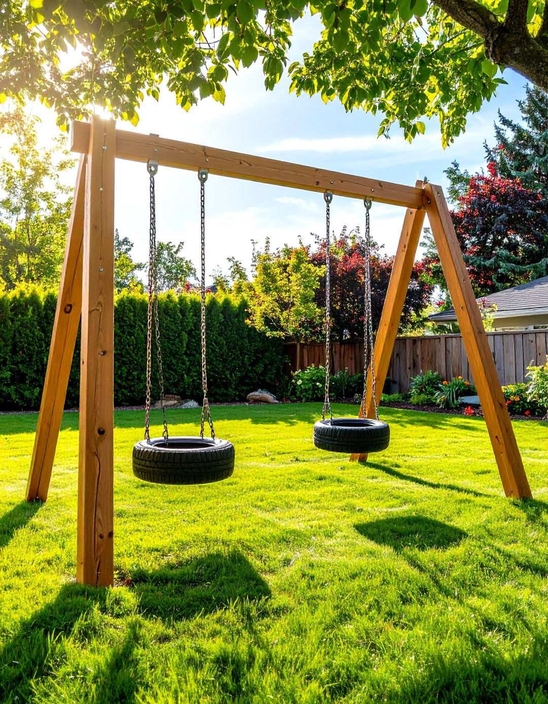 Backyard Swing Set for Classic Play - 20 Backyard Ideas for Kids