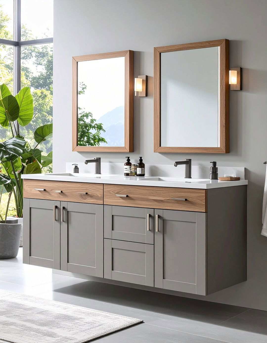 Balanced Greige Cabinets - 20 Bathroom Cabinet Color Ideas