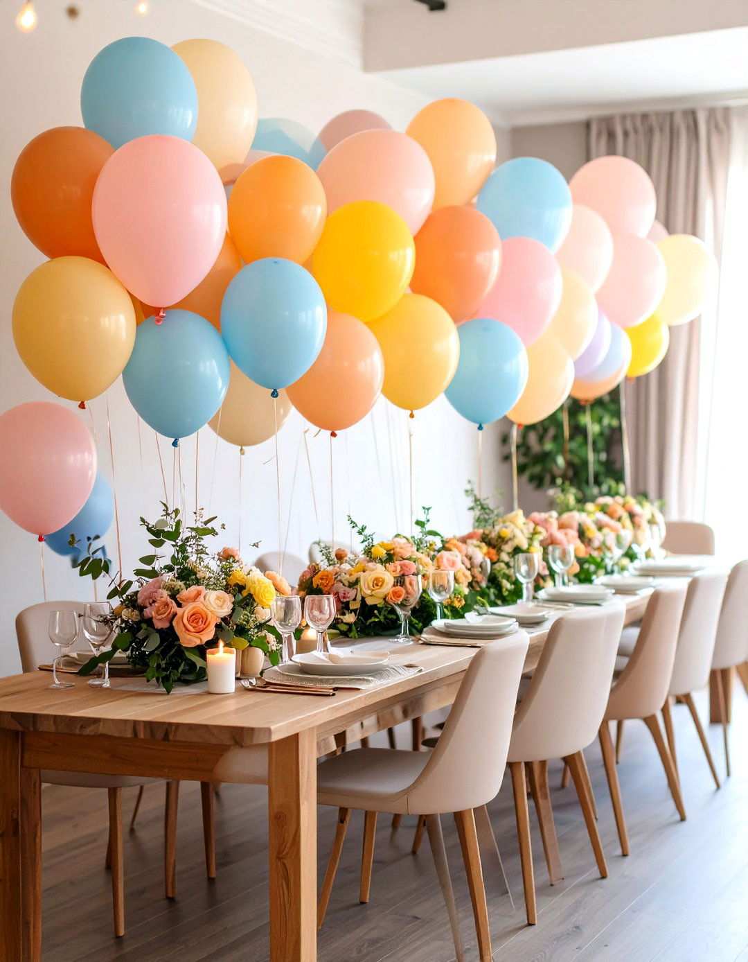 Balloon Garland Table Runner Centerpieces - 20 Balloon Centerpiece Ideas