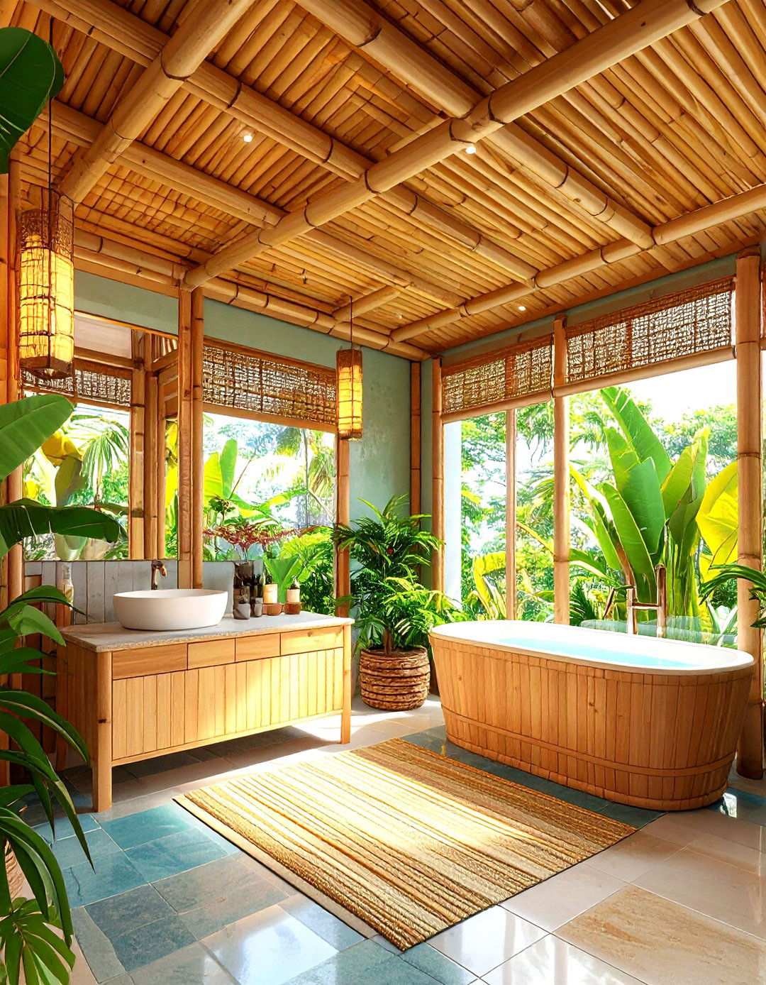 Bamboo or Rattan Eco Accent Ceiling - 20 Accent Ceiling Ideas