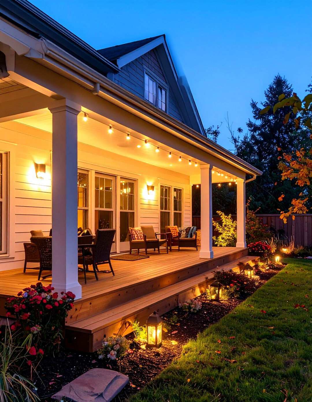 Barndominium Front Porch with Smart Lighting Systems - 20 Barndominium Front Porch Ideas