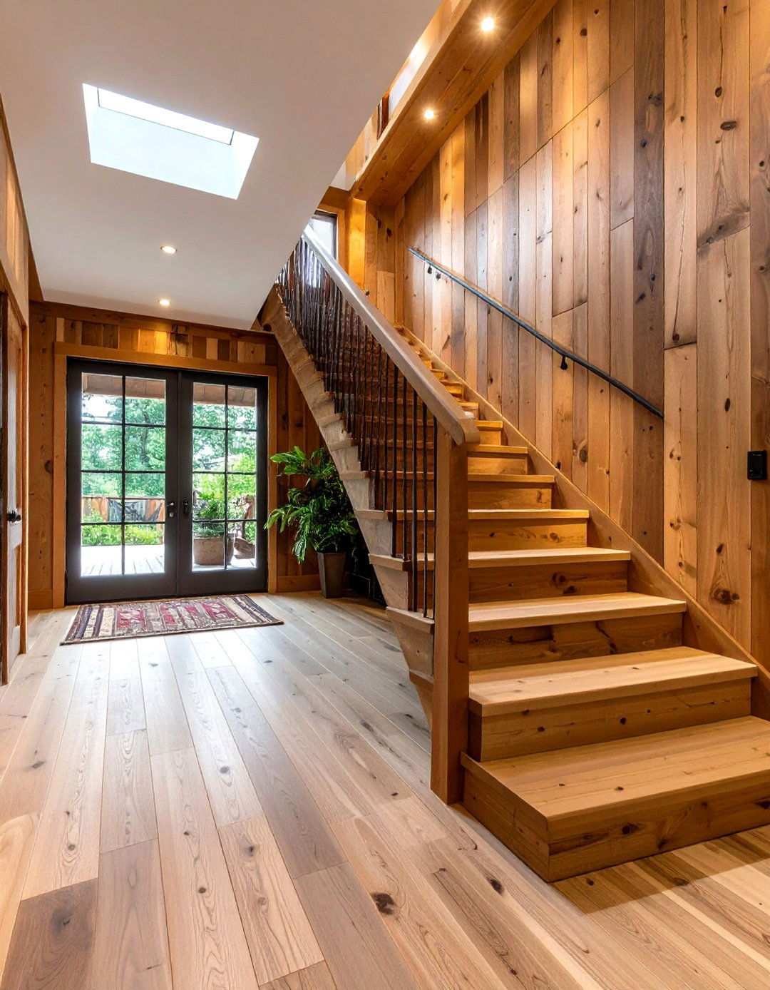 Barnwood Stairway Accent Wall - 20 Barnwood Accent Wall Ideas