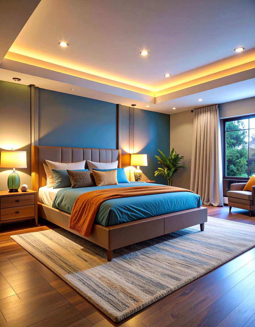 Basement Bedroom Lighting with Layered Illumination - 20 Basement Bedroom Ideas