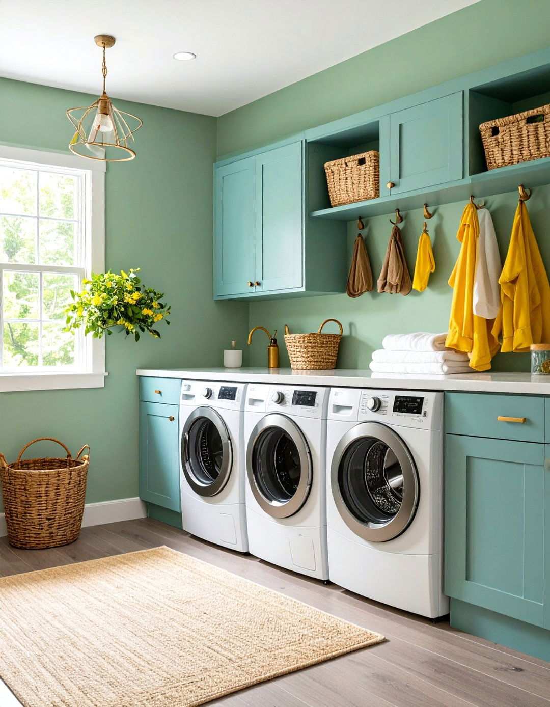 Basement Laundry Room Color Schemes with Cheerful Hues - 20 basement laundry room ideas