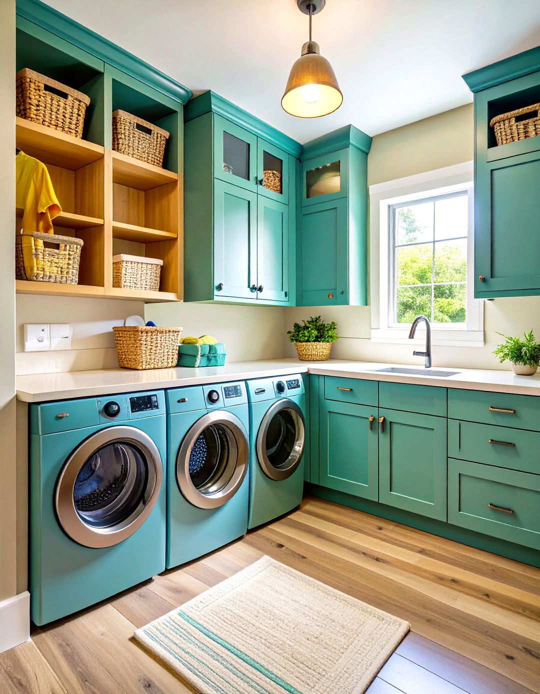 Basement Laundry Room Organization with Pull Out Hampers - 20 basement laundry room ideas