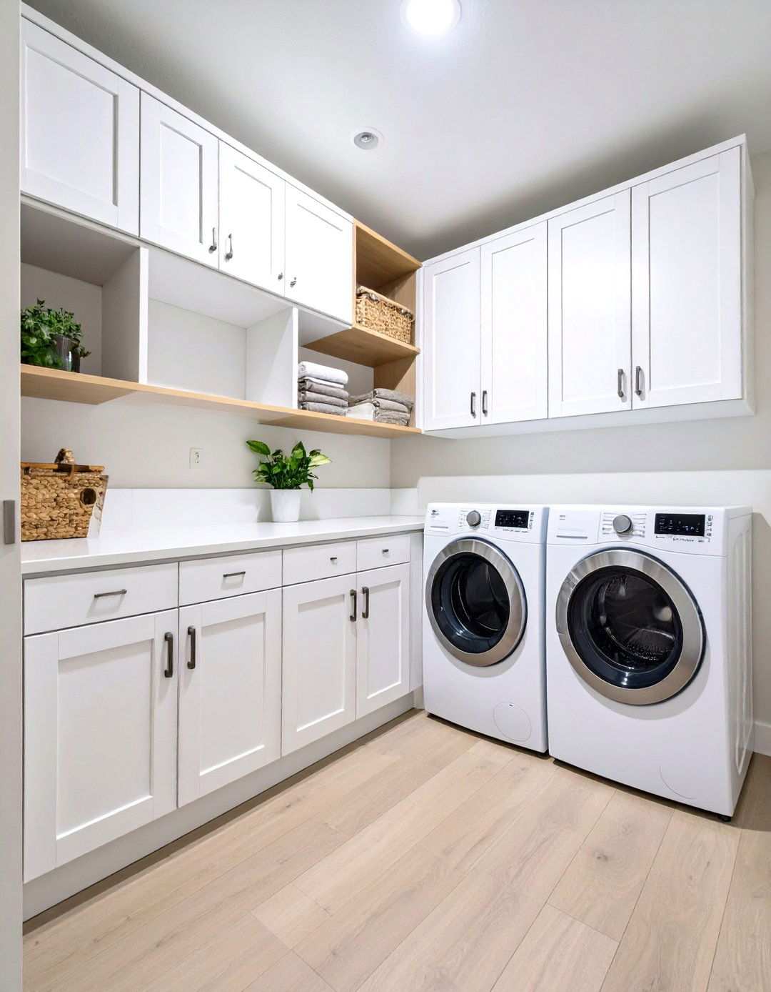 Basement Laundry Room Storage with Floor to Ceiling Cabinets - 20 basement laundry room ideas