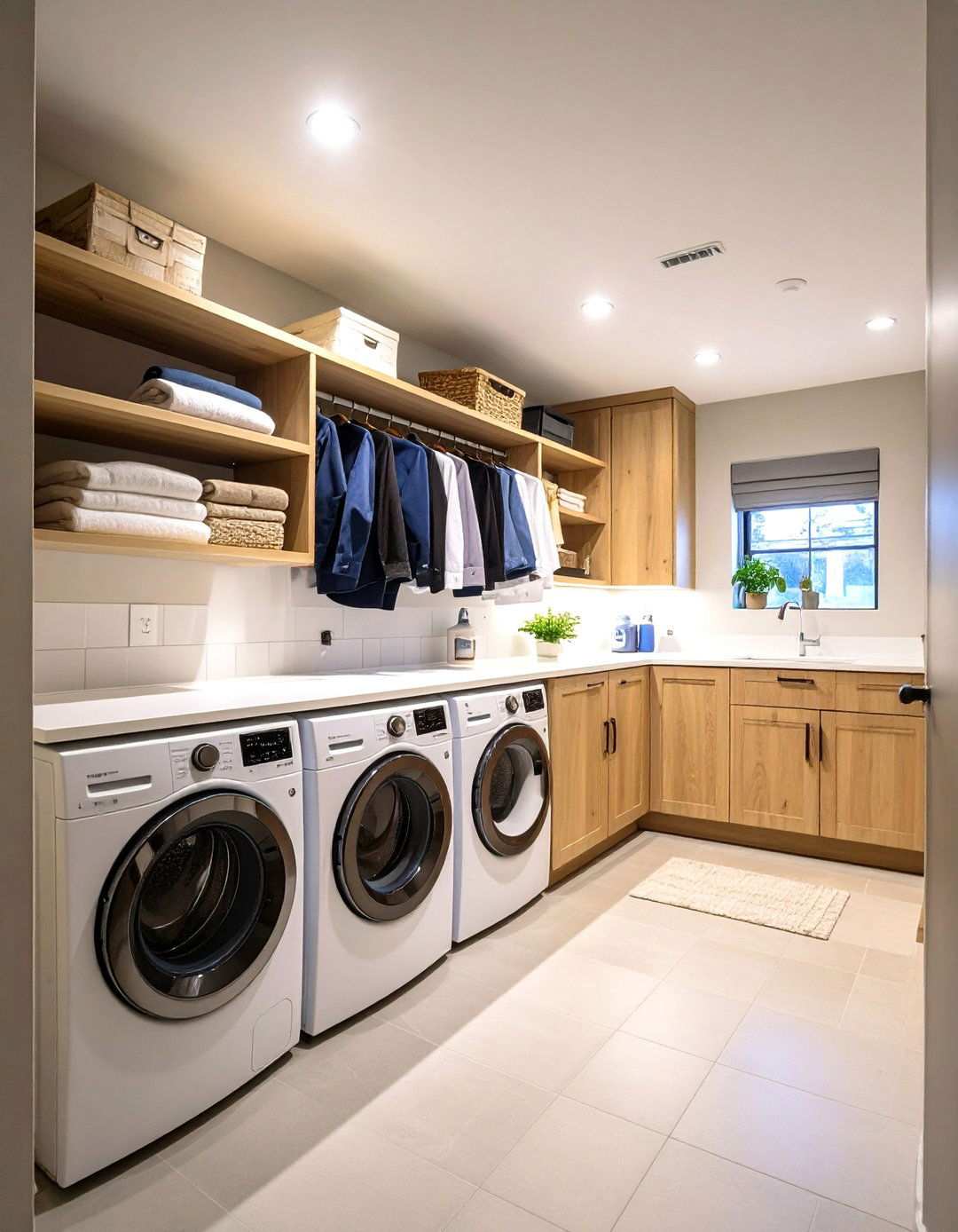 Basement Laundry Room with Ironing Station Setup - 20 basement laundry room ideas