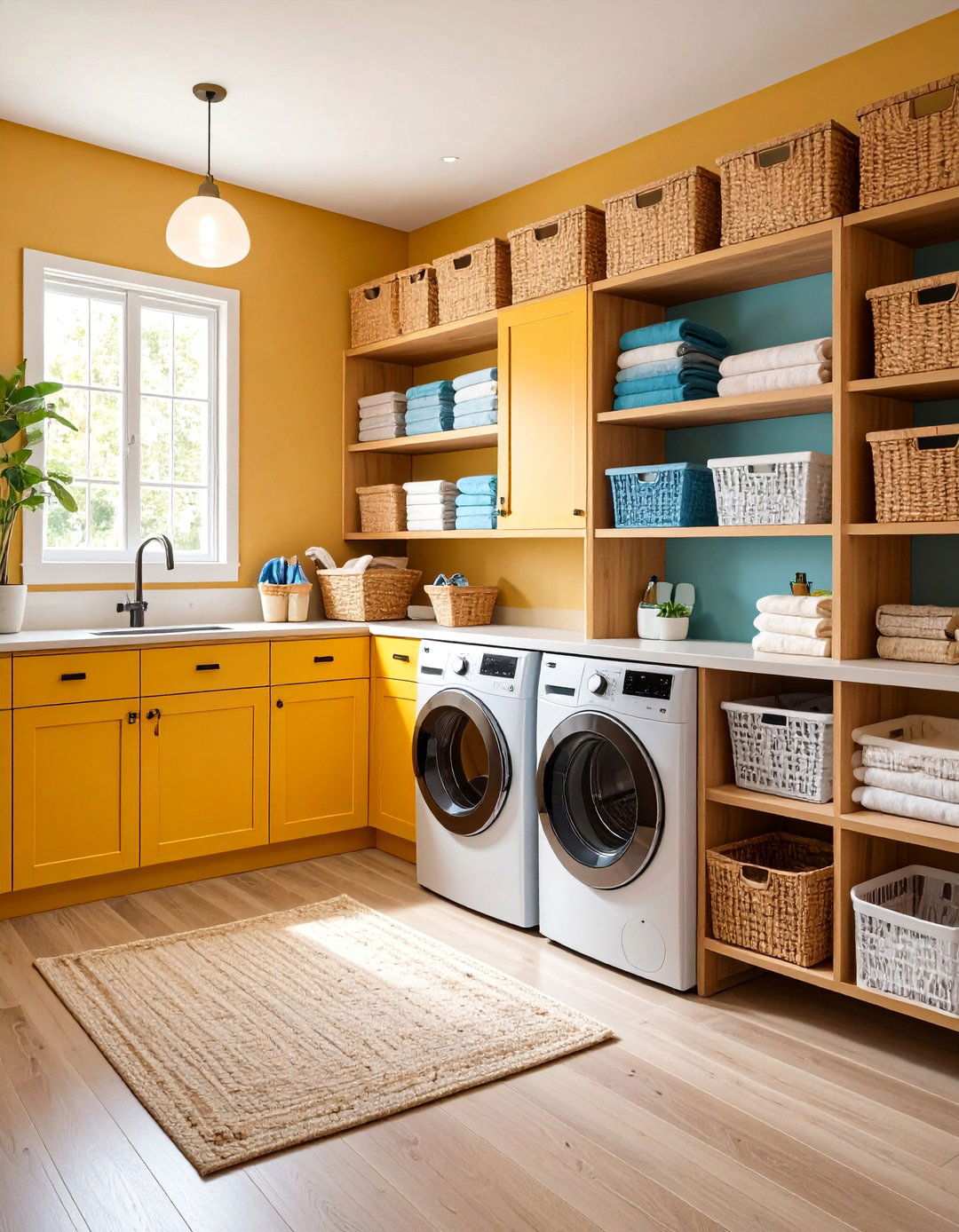 Basement Laundry Room with Mixed Storage Solutions - 20 basement laundry room ideas