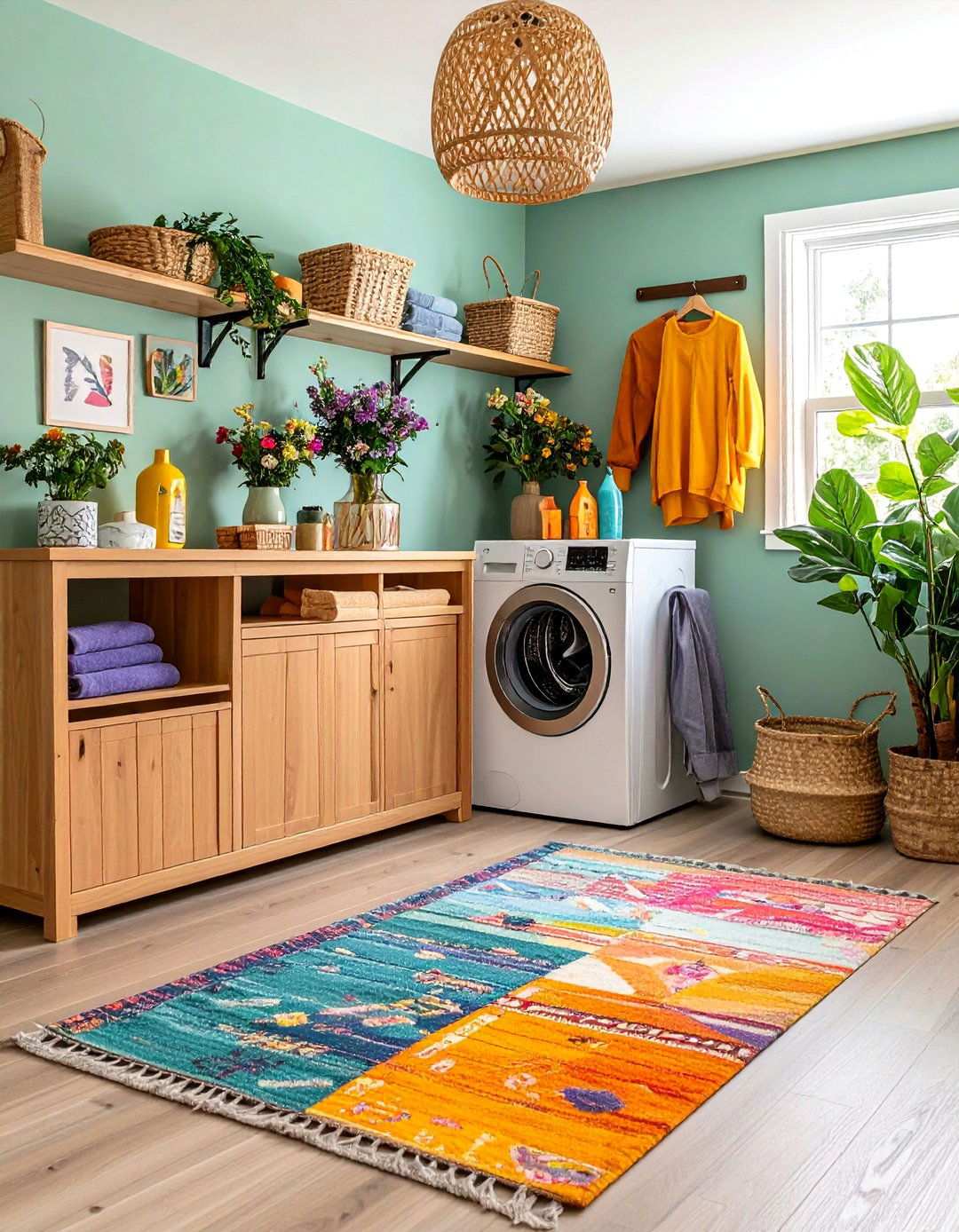 Basement Laundry Room with Personalized Decor Elements - 20 basement laundry room ideas