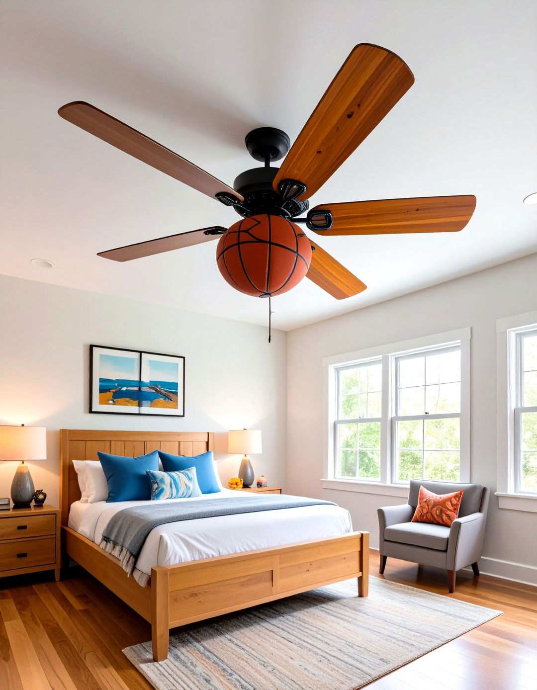 Basketball Room Decor with Athletic Themed Ceiling Fans - 20 basketball room decor ideas