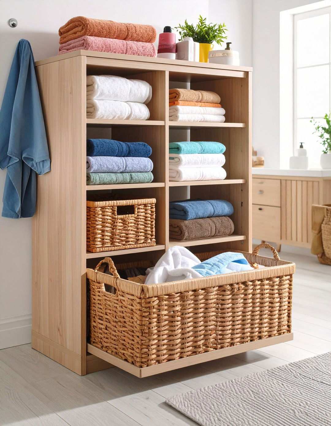 Bathroom Cabinet with Pull Out Laundry Hamper - 20 Bathroom Cabinet Ideas