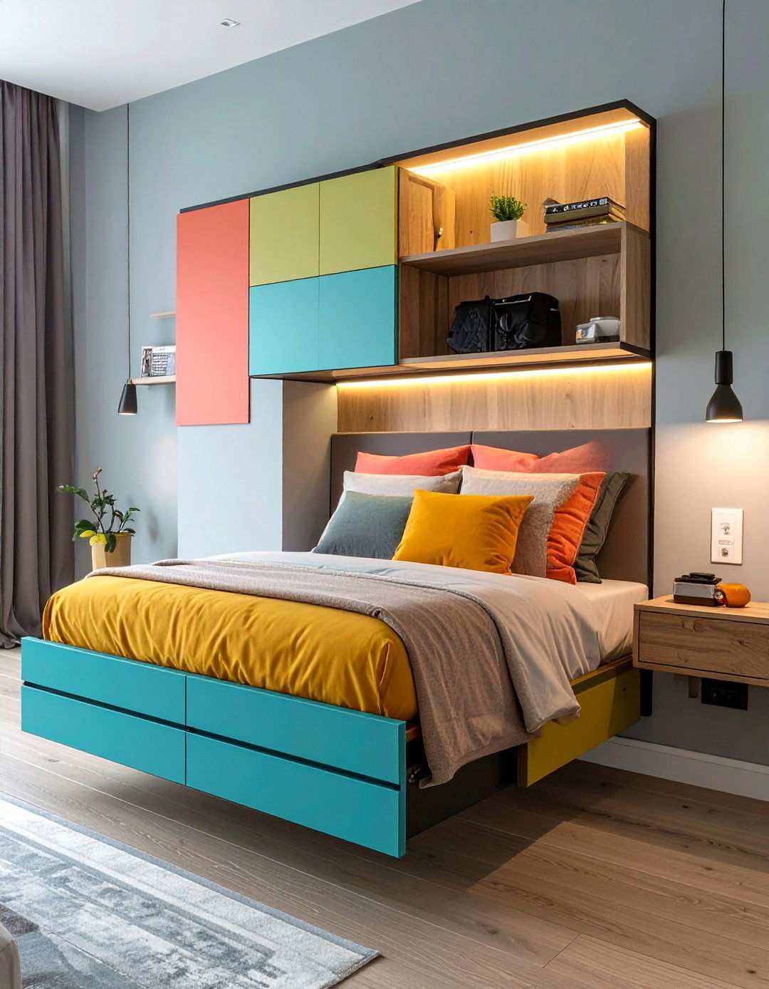 Bedroom Storage Floating Nightstand Drawer - 20 Bedroom Storage Ideas