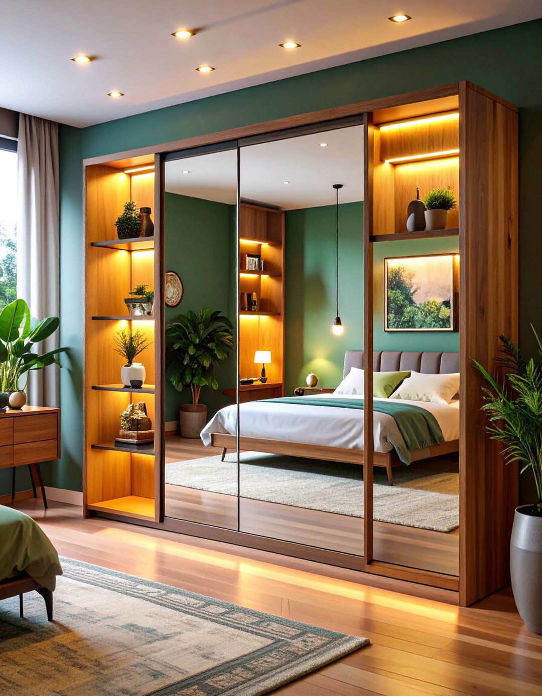 Bedroom Storage Mirror with Hidden Cabinet - 20 Bedroom Storage Ideas
