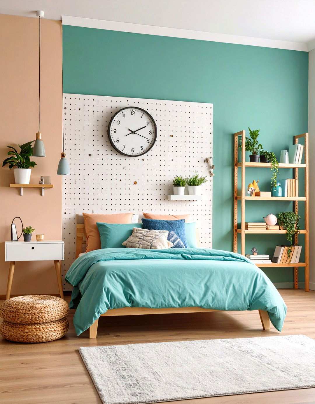 Bedroom Storage Pegboard Accent Wall - 20 Bedroom Storage Ideas