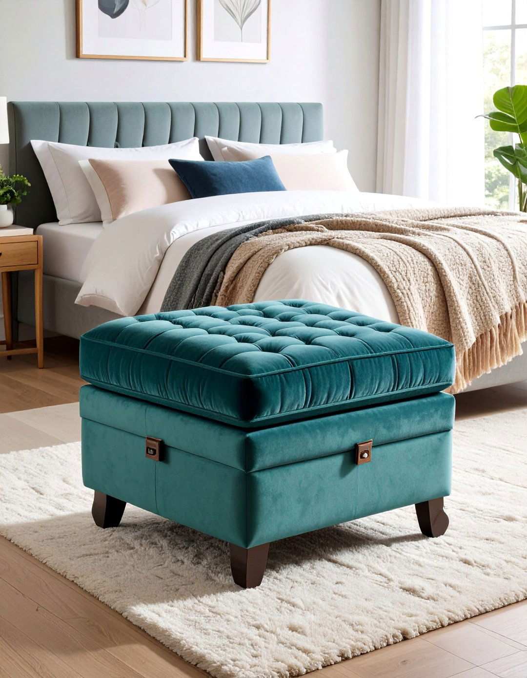 Bedroom Storage Upholstered Ottoman Bench - 20 Bedroom Storage Ideas