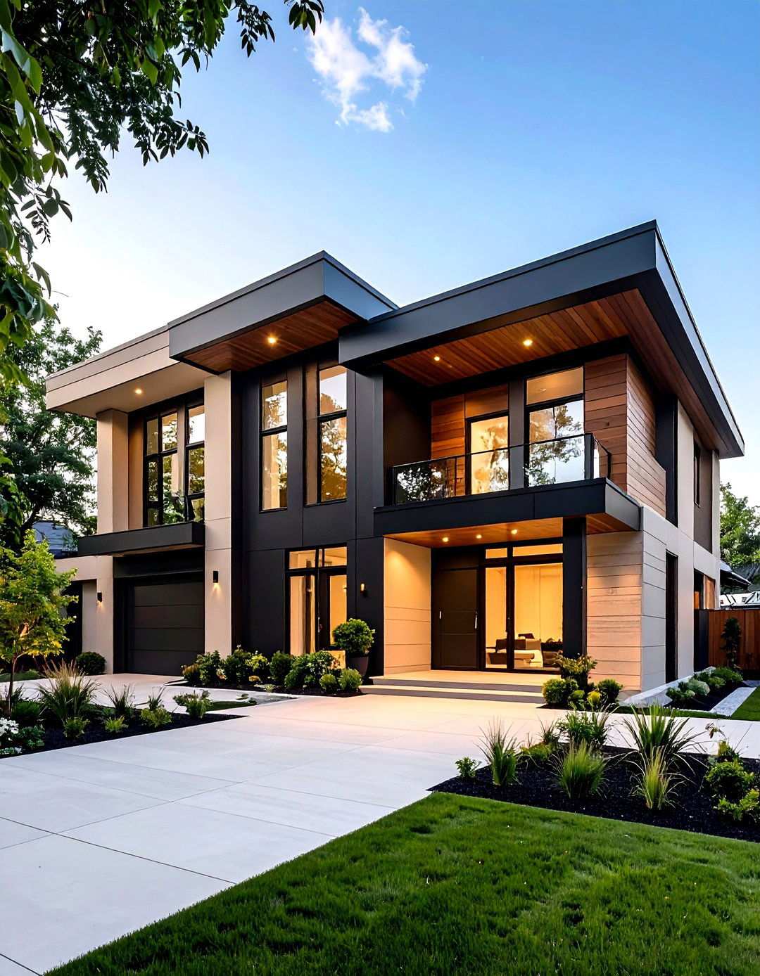 Beige and Black Geometric Pattern Design - 20 beige and black house exterior ideas