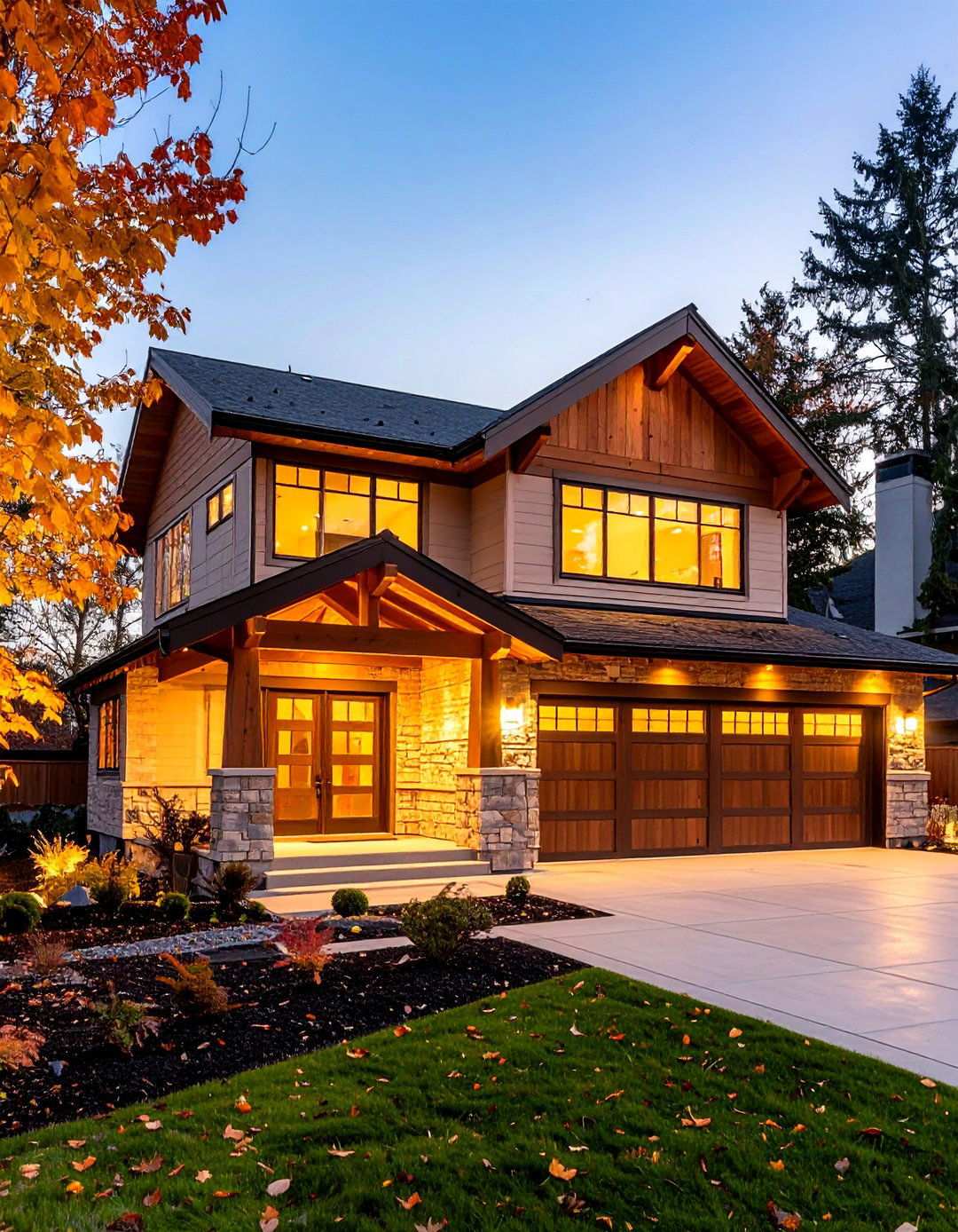 Beige Brick Paired with Honey Toned Timber Accents - 20 Beige Brick Exterior Home Ideas