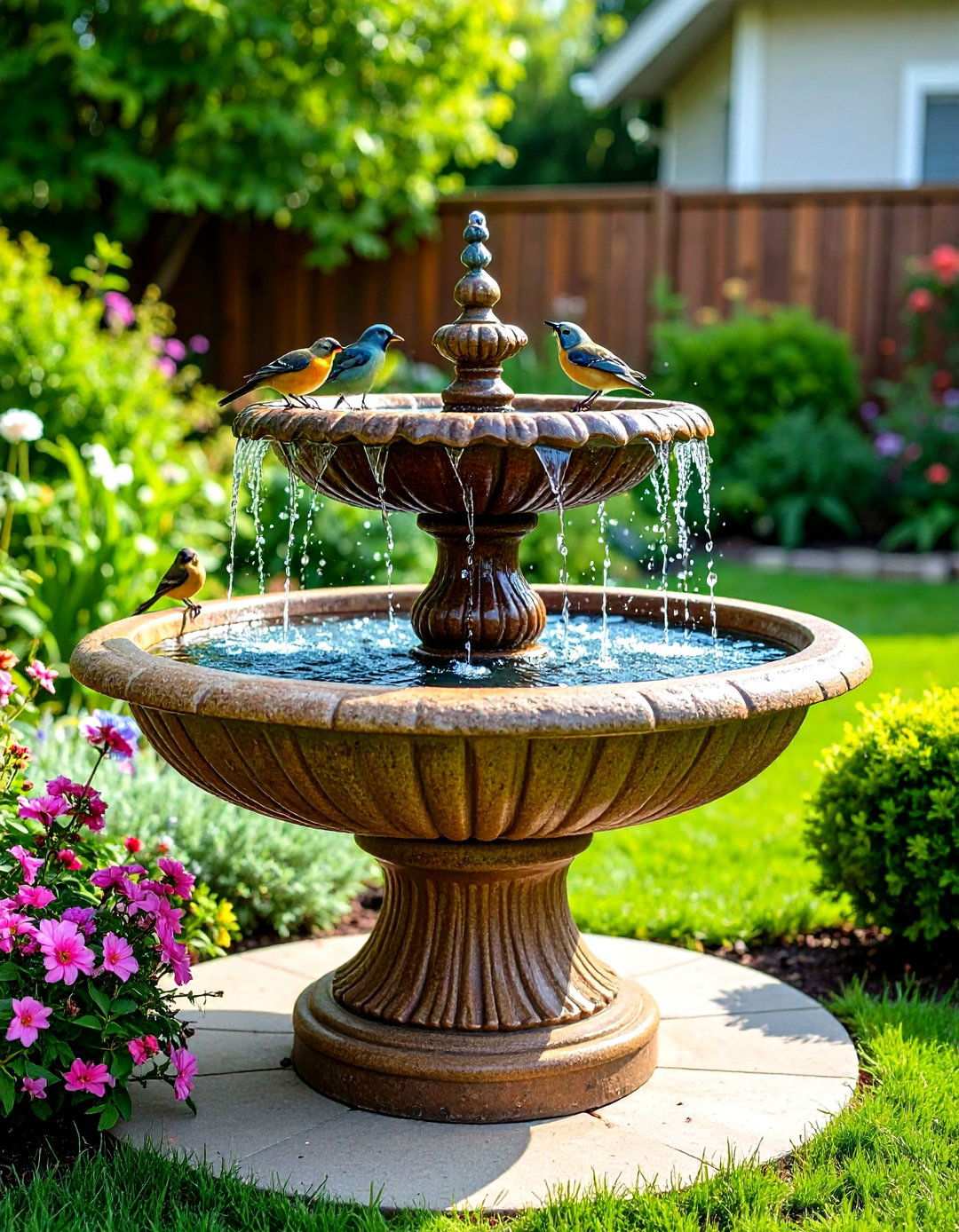 Bird Bath Backyard Fountains for Wildlife Attraction - 20 Backyard Fountain Ideas