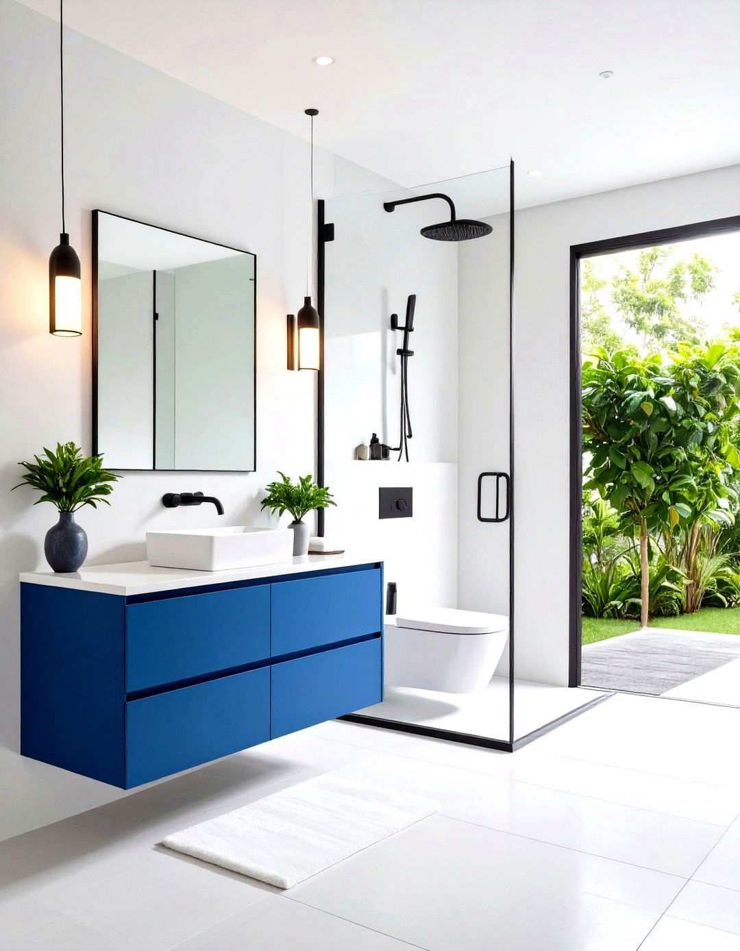 Black and Blue Modern Minimalist Approach - 20 black and blue bathroom ideas