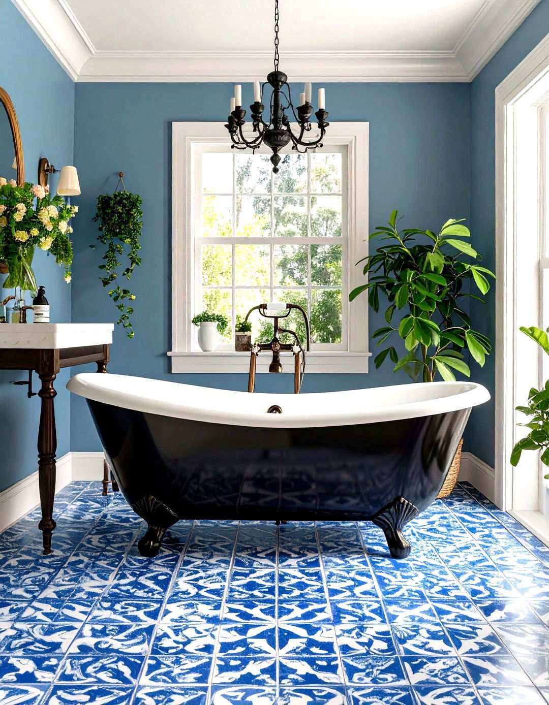 Black and Blue Vintage Inspired Design Elements - 20 black and blue bathroom ideas