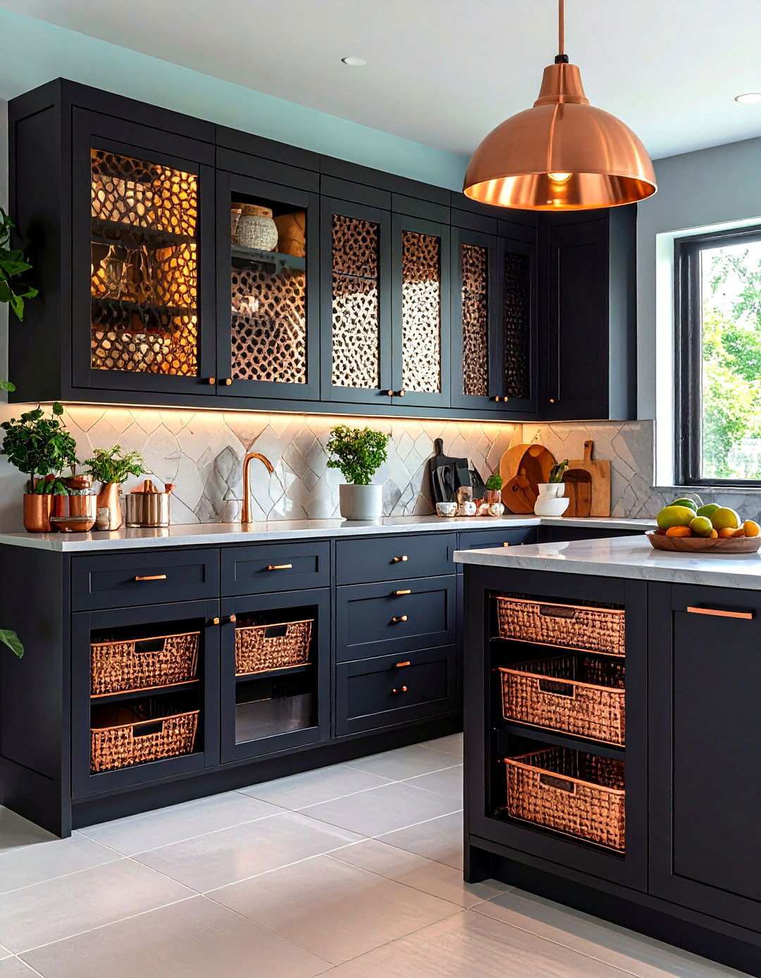 Black and Copper Kitchen Storage Solutions - 20 black and copper kitchen ideas