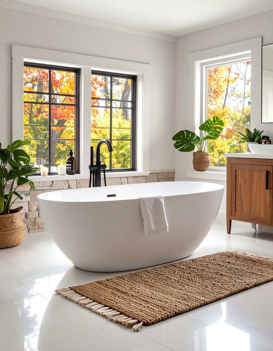 Black and White Contrast Bathtub Surround - 20 Bathtub Ideas