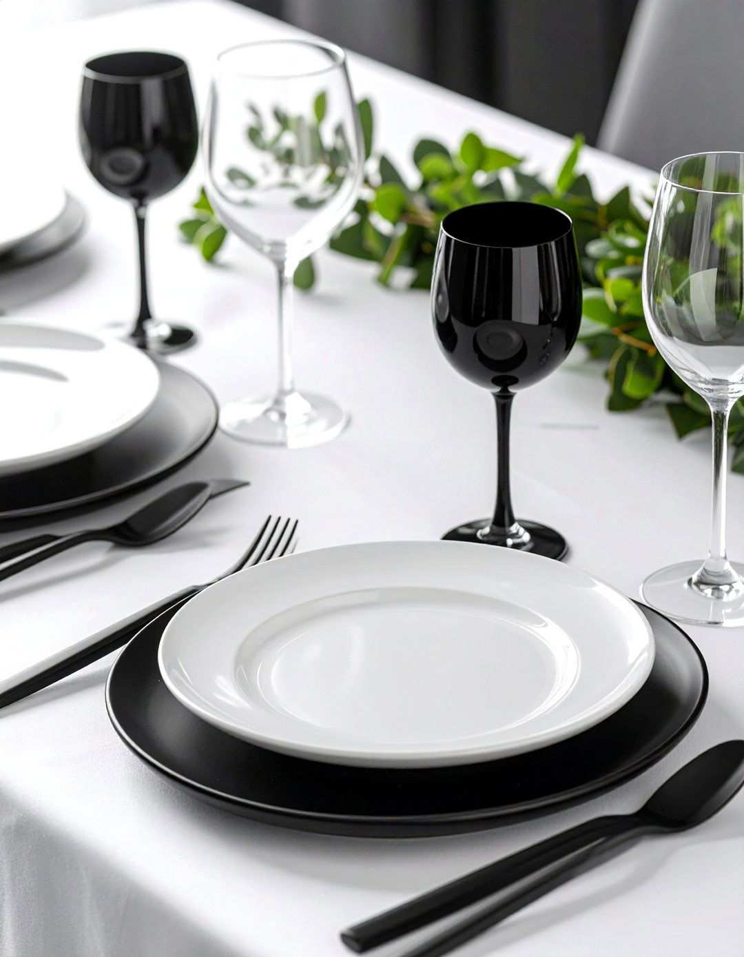 Black and White Wedding Flatware and Glassware Matte Accents - 20 Black and White Wedding Ideas