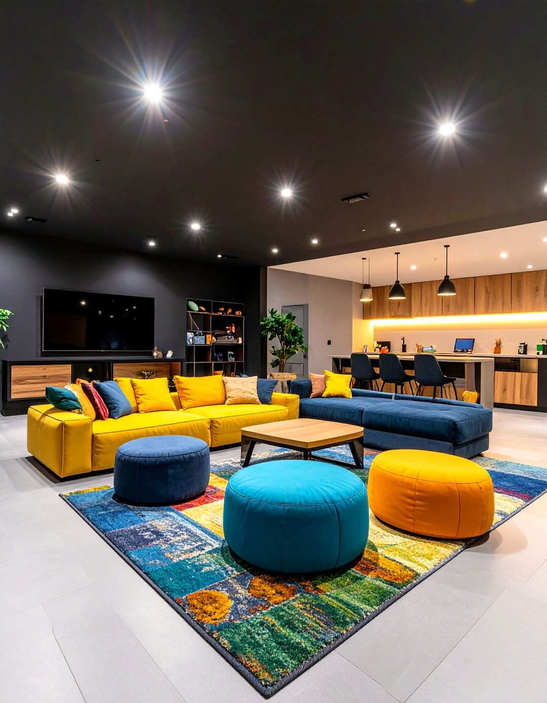 Black Basement Multi Purpose Family Room - 20 black basement ideas