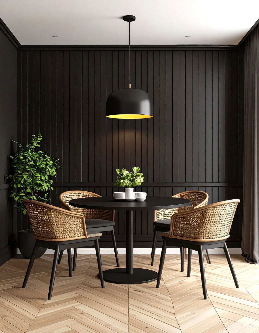 Black Beadboard Black Accent Wall Dining Room - 20 Black Accent Wall Dining Room Ideas