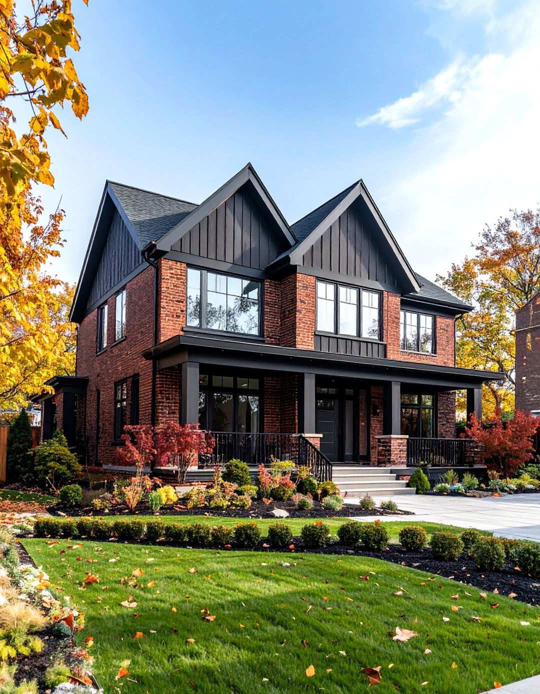 Black Brick Contemporary Gabled House with Vertical Elements - 20 Black Brick House Exteriors