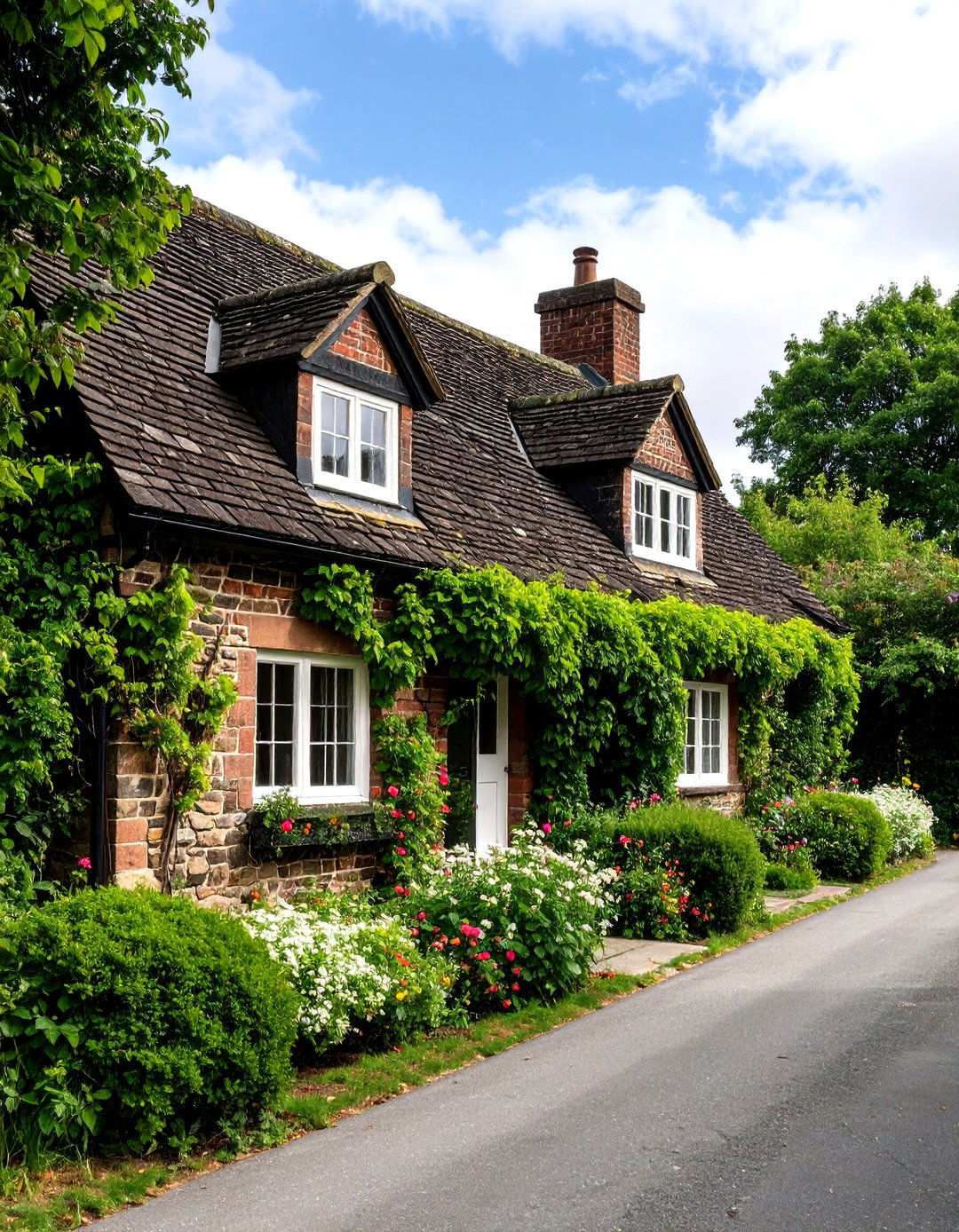 Black Brick Cottage House with Natural Stone Foundations - 20 Black Brick House Exteriors
