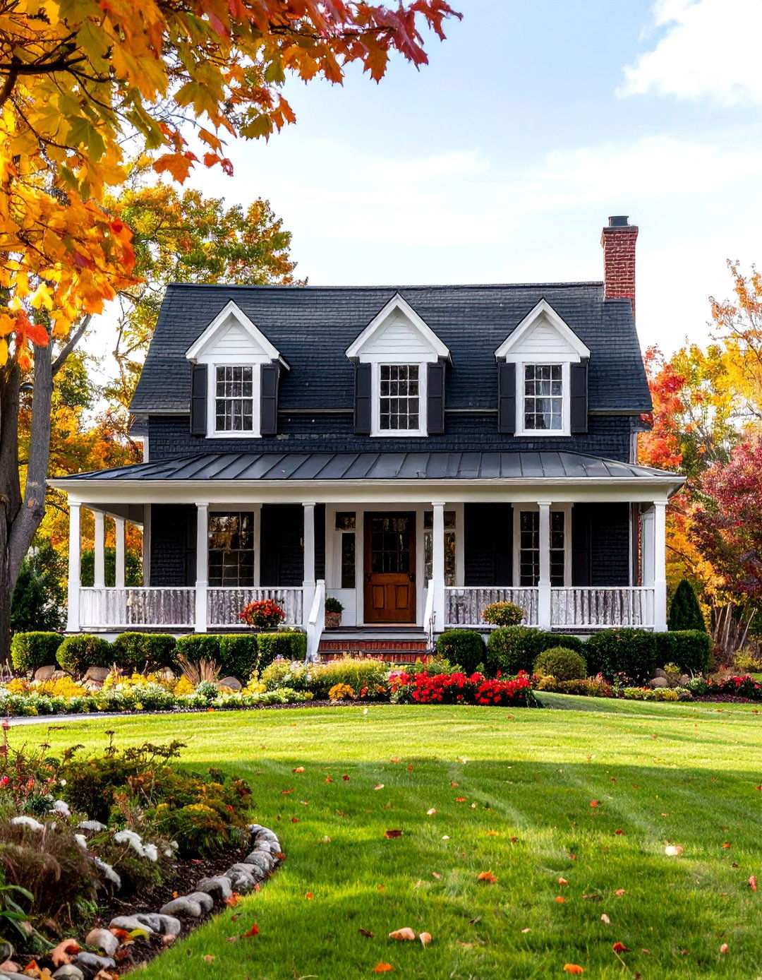 Black Brick Farmhouse with Crisp White Trim - 20 Black Brick House Exteriors
