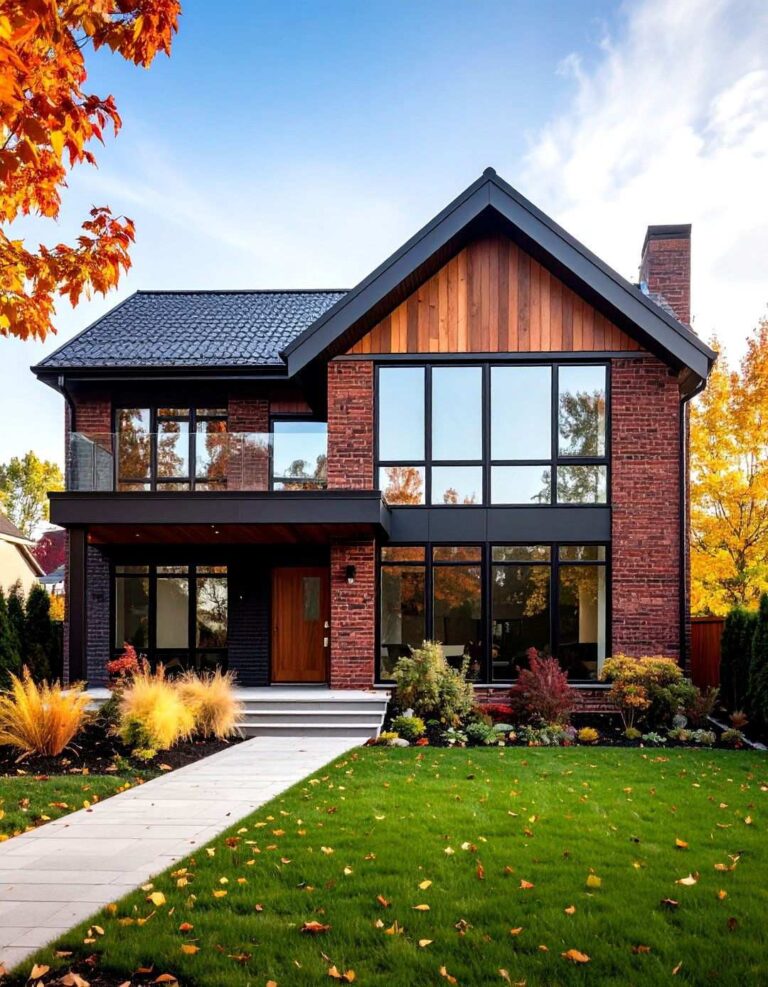 Black Brick Modern Minimalist House with Floor to Ceiling Windows - 20 Black Brick House Exteriors
