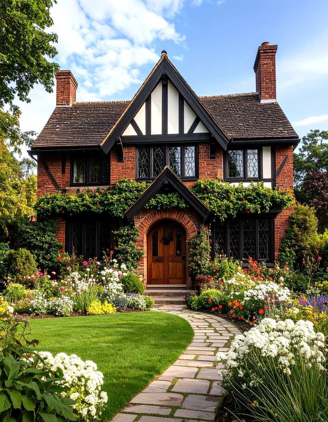 Black Brick Tudor Revival House with Dramatic Rooflines - 20 Black Brick House Exteriors