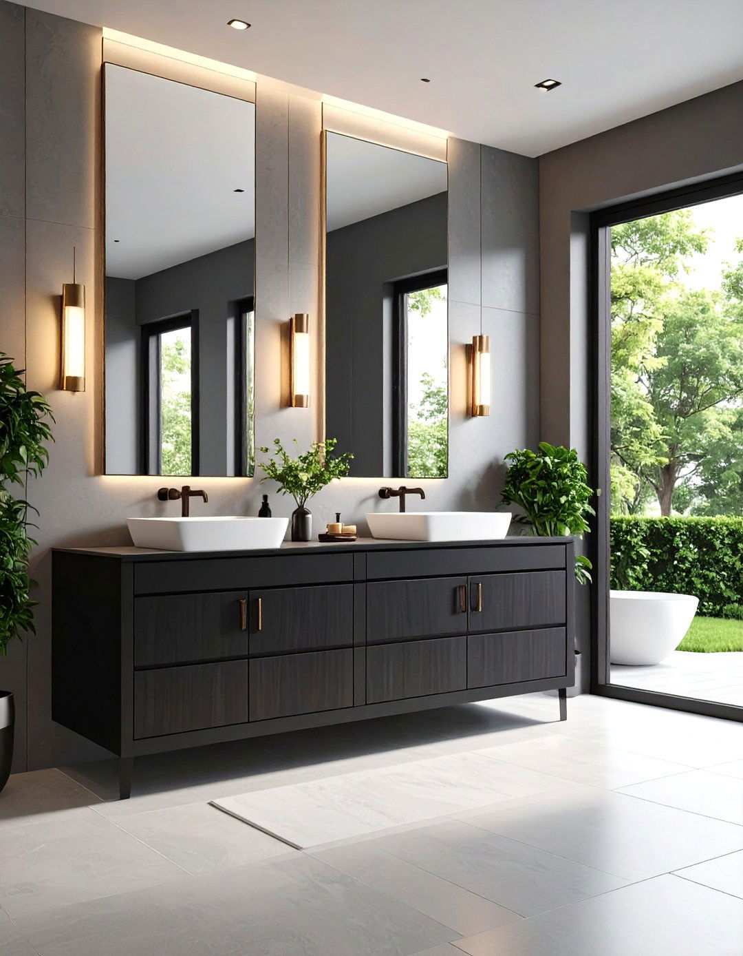 Black Cabinet Double Vanity Bathroom Setup - 20 bathroom with black cabinets ideas