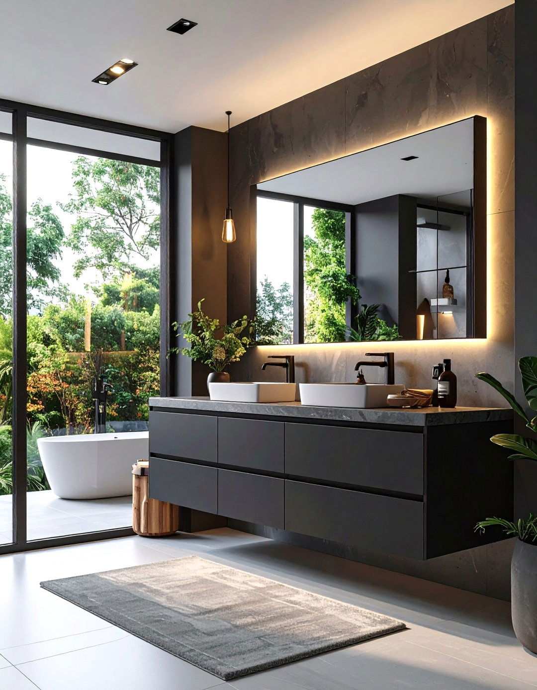 Black Cabinet Medicine Cabinet Integration - 20 bathroom with black cabinets ideas